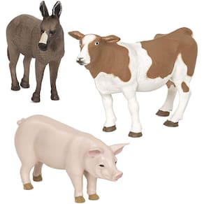 Terra por Battat – Animais de Fazenda (Burro, Vaca, Porco) - Brinquedos animais de fazenda com brinquedo de burro para crianças 3+ Pc, Multi