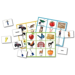The Learning Journey: Match It! Bingo - Farm - Jogo de Leitura para Pré-Escola e Jardim de Infância 36 Cartões de Palavras imagem