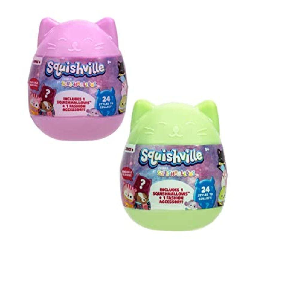Squishmallows Squishville Series 6 - Pacote Variado 2 - Mini Pelúcia e Acessórios - Kellytoy Oficial - Os Estilos Podem Variar - Ótimo Recheio de Meia