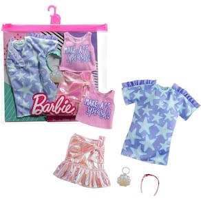 Conjunto Barbie Fashions 2-Pack - Vestidos Estrela, Saia Rosa - Presente Crianças 3-8 anos