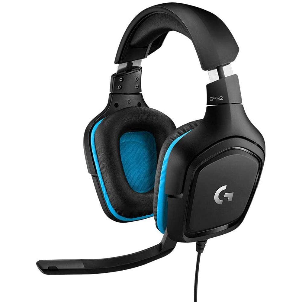 Fone de Ouvido Gamer ech G432 Com fio, 7.1 Surround Sound, DTS:X 2.0, Microfone Flip-to-Mute, PC (Leatherette) Preto/Azul