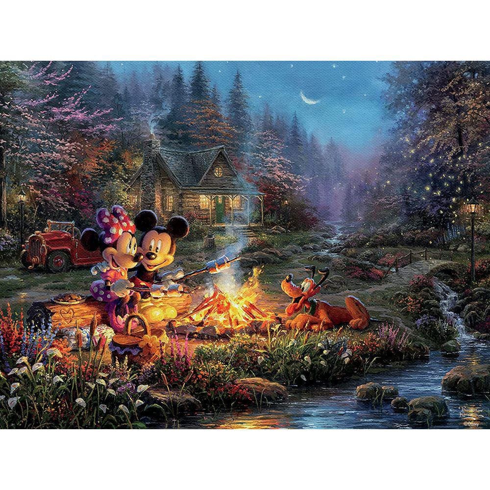 Ceaco Thomas Kinkade A Coleção Disney Mickey e Minnie Sweetheart Campfire Jigsaw Puzzle, 750 Peças, 5"