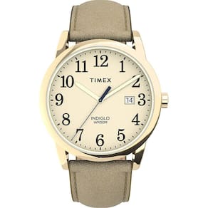 Relógio de couro de data fácil do leitor da Timex Women`s Easy