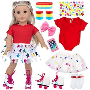 18 polegadas acessórios boneca, American doll acessórios, 7PC viagem patins Sport Play Set, americano 18 polegadas girl doll outdoor sport stuff (não