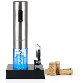 Abridor elétrico de vinho com cortador, recarregável em aço inox