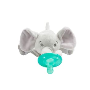 Philips Avent Soothie Snuggle Pacifier Holder com Chupeta Destacável, Elefante, 0m+