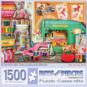 Bits and Pieces - Mesa de Costura 1500 Quebra-cabeças de jigsaw para adultos - Cada quebra-cabeça mede 24" X 33" - 1500 pc Jigsaws do artist