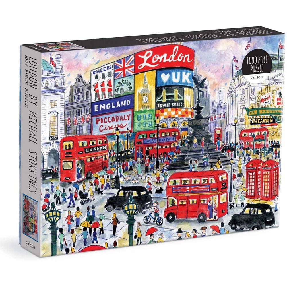 Galison Michael Storrings 1000 Peça London Jigsaw Puzzle for Adults – Ilustrada Arte Jigsaw Puzzle com Cena das Ruas de Londres – Fun Indoor Activity,