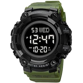 Relógio Esportivo com Mostrador Grande, LED e Contagem Regressiva à Prova d`Água 5Bar (Verde Militar)