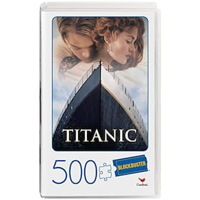 Titanic Movie 500-Piece Jigsaw Puzzle in Plastic Retro Blockbuster VHS Video Case, para adultos e crianças de 8 anos ou mais