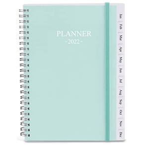 Planner Weekly & Monthly 2022, Planejador A5 com guias mensais, bolso traseiro, tampa flexível, ligação de fio duplo, fácil de organizar sua vida diár