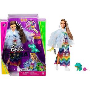 Barbie Extra #9 com Crocodilo, Cabelo Moreno Bling, Acessórios - Presente para Crianças 3+