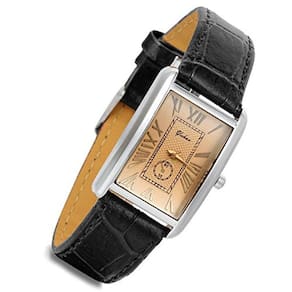 Relógio quadrado das mulheres retro vintage prata tom caso crocodilo padrão de couro preto negócio casual vestido pulseira relógio relógio de pulso