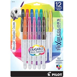 Canetas Apagáveis de Ponta Grossa, Diversas Cores, Pack com 12