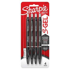 Sharpie S-Gel, Gel Pens, Medium Point (0.7mm), Caneta gel de tinta preta, 4 contagem