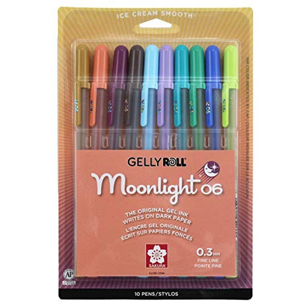 Canetas de gel opaque, Sakura Gelly Roll, 10 unidades, tons escuros, escrita suave e cremosa