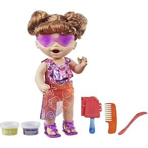Boneca Baby Alive Sunshine, Come e Poops, Baby Doll, Ice Pop, para crianças de 3 anos ou mais, Cabelo Castanho
