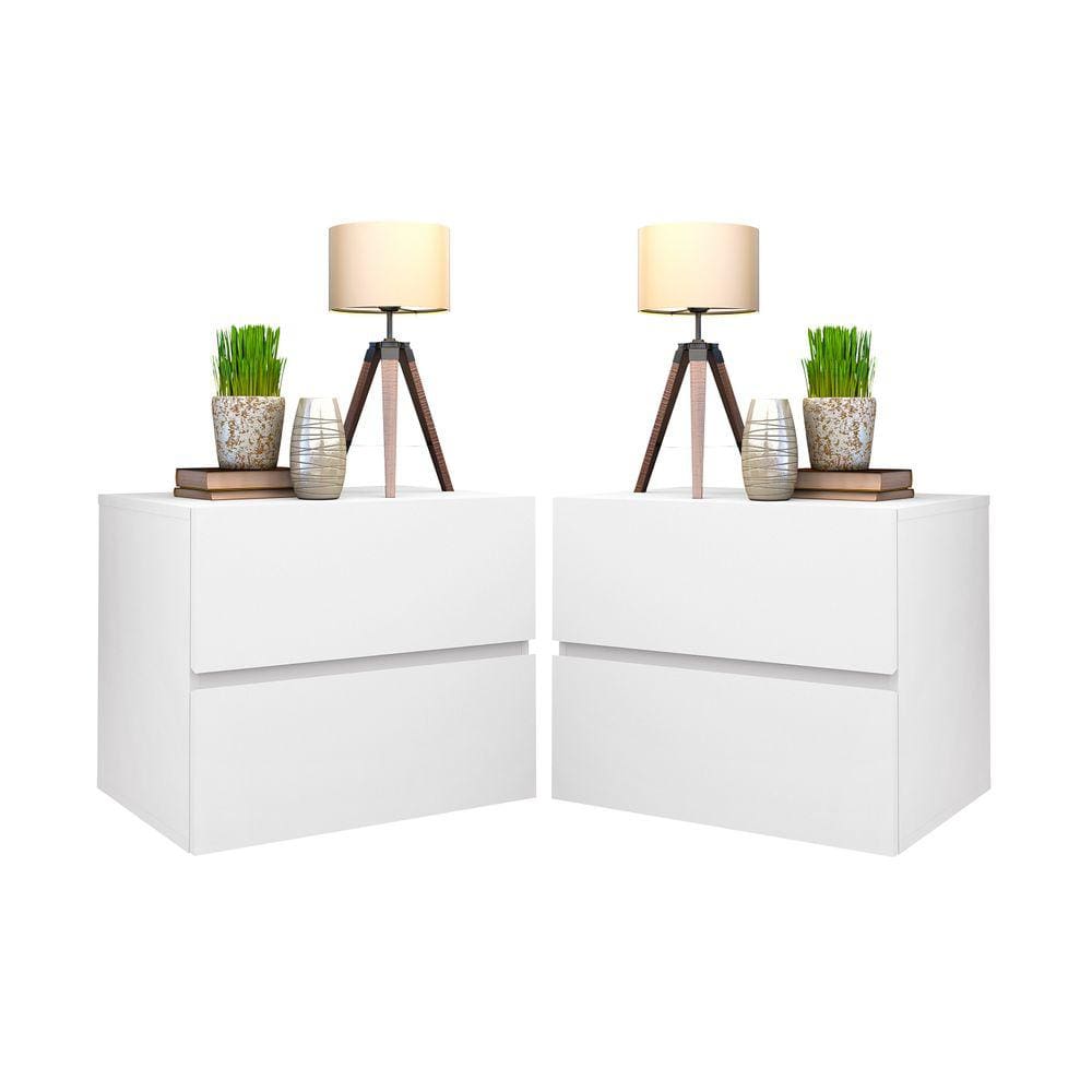 Kit Mesa de cabeceira de parede suspensa Eros 45 branco