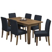 Conjunto de Mesa Sala de Jantar Miami com 6 Cadeiras Trieste Suede 1,60m Cedro / Chumbo Dobuê
