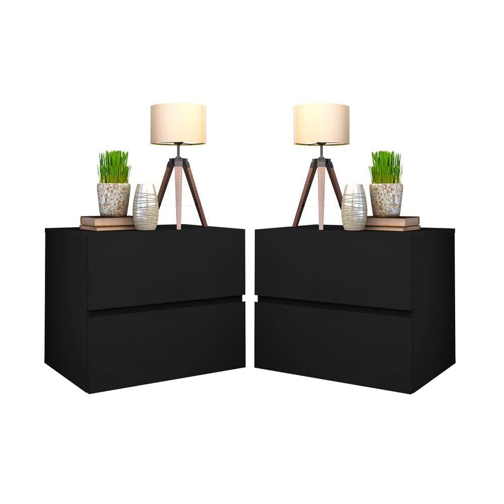 Kit Mesa de cabeceira de parede suspensa Eros 45 preto