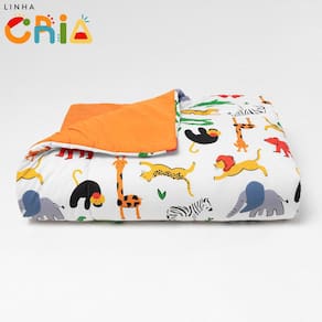 Edredom Solteiro Dupla Face Afrika – Colorido e Laranja