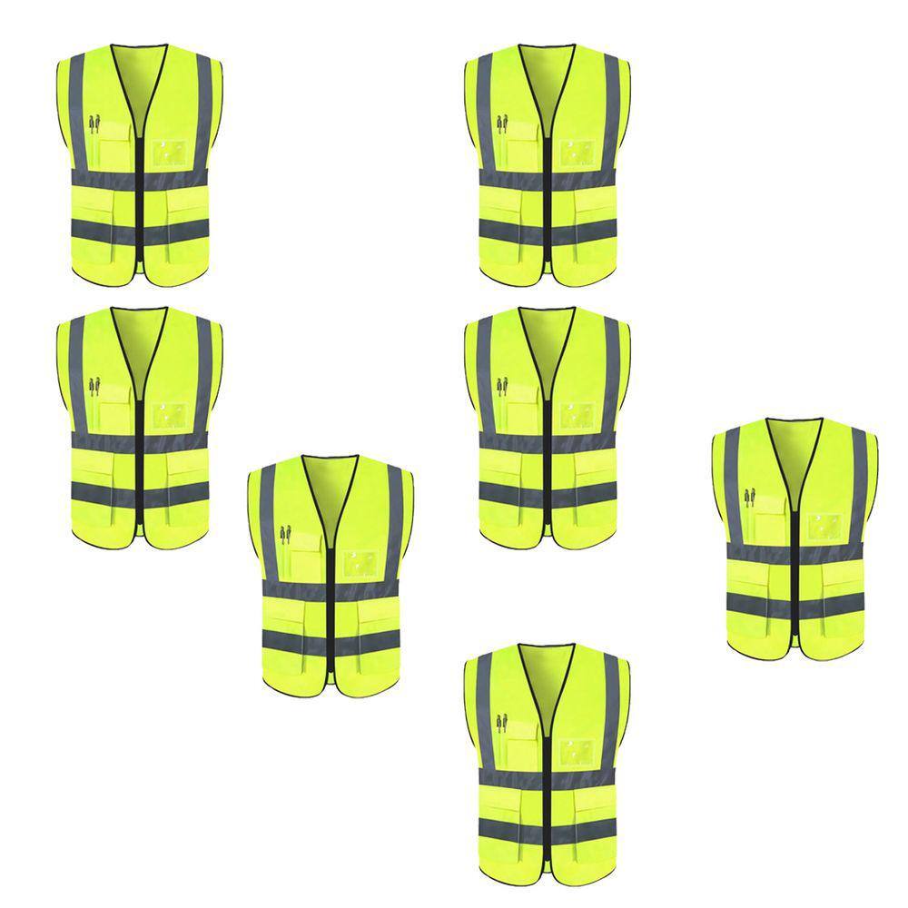 Colete Sinalizador Refletivo Kit 7 Unidades EPI Segurança Blusao Fluorescente Obra Transito Fiscalizaçao Proteçao