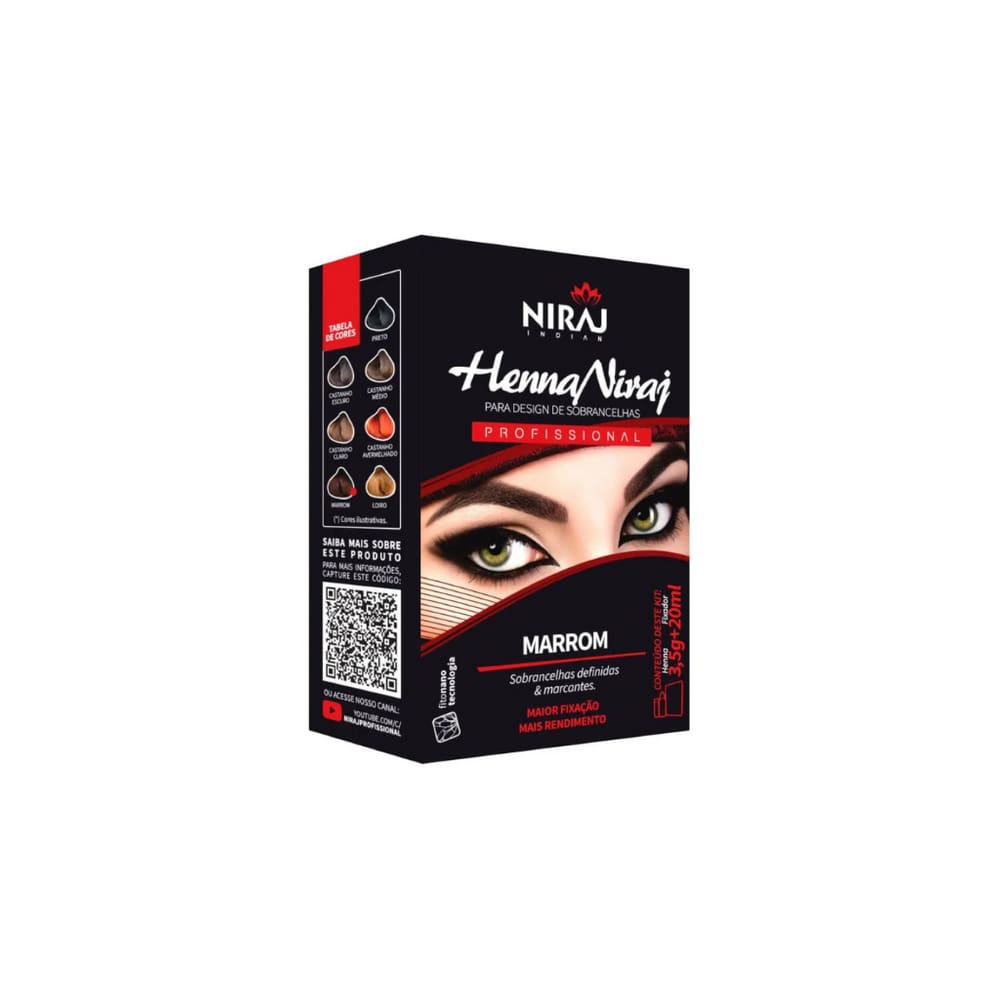 Henna Para Sobrancelhas Niraj 4g + Fixador Marrom