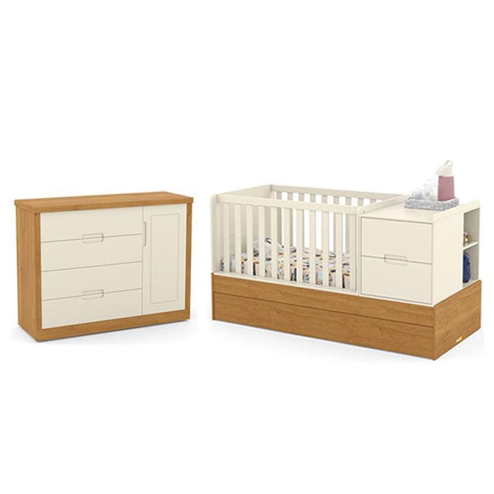 Jogo de Quarto Infantil Tutto New Cômoda com Porta e Berço Multifuncional Formare - Matic Móveis