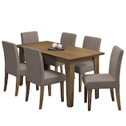 Conjunto de Mesa Sala de Jantar Miami com 6 Cadeiras Trieste Suede 1,60m Cedro / Mascavo Dobuê