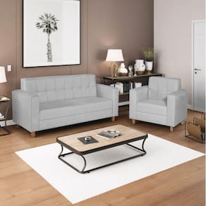 Kit Sofá 180cm e Poltrona em Sintético Dallas Branco