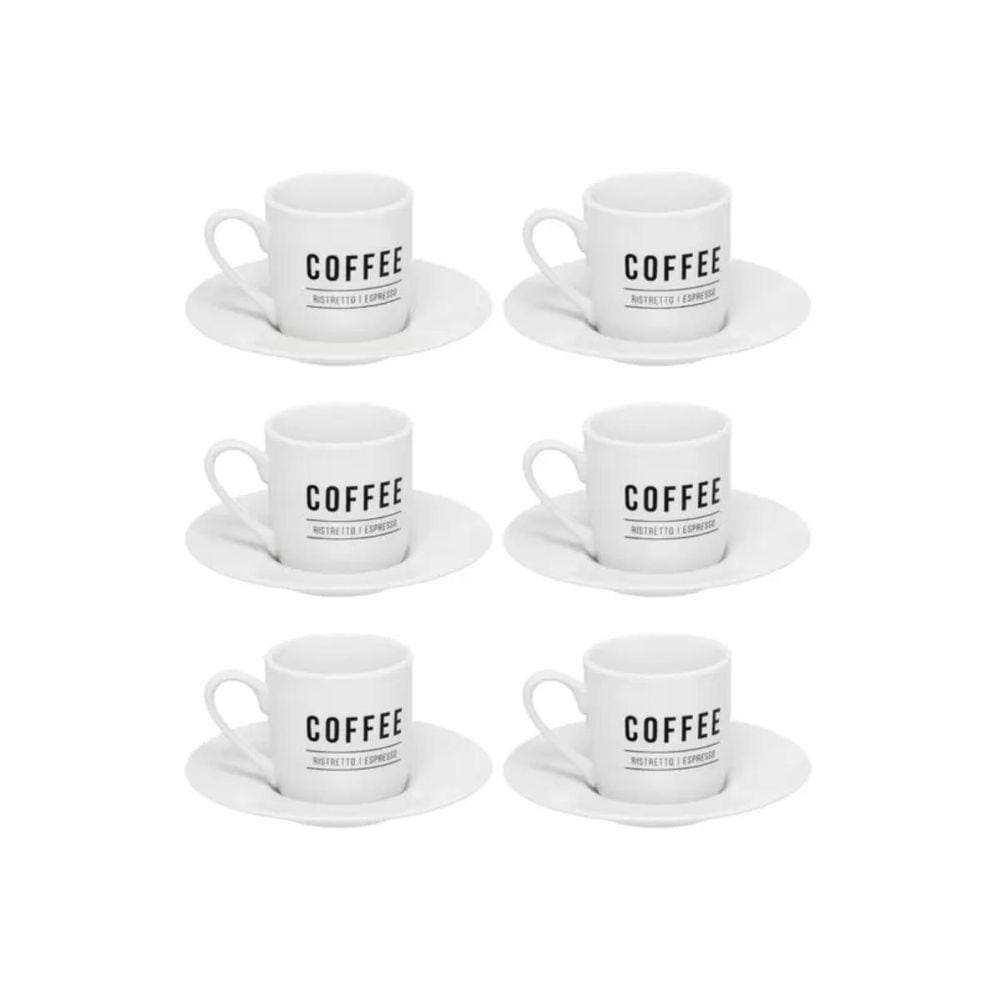 Xicara De Cafe Manhattan Branco 80Ml 6Pcs