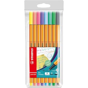 Caneta Hidrográfica Stabilo Point 88 Fine Line Estojo c/ 8 Cores Tom Pastel
