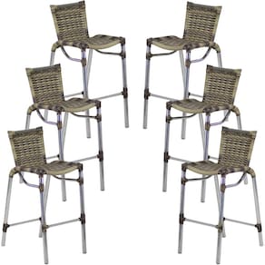 Kit 6 Banquetas Alumínio Fortaleza Alta Para Balcão Cozinha Bar Trama
