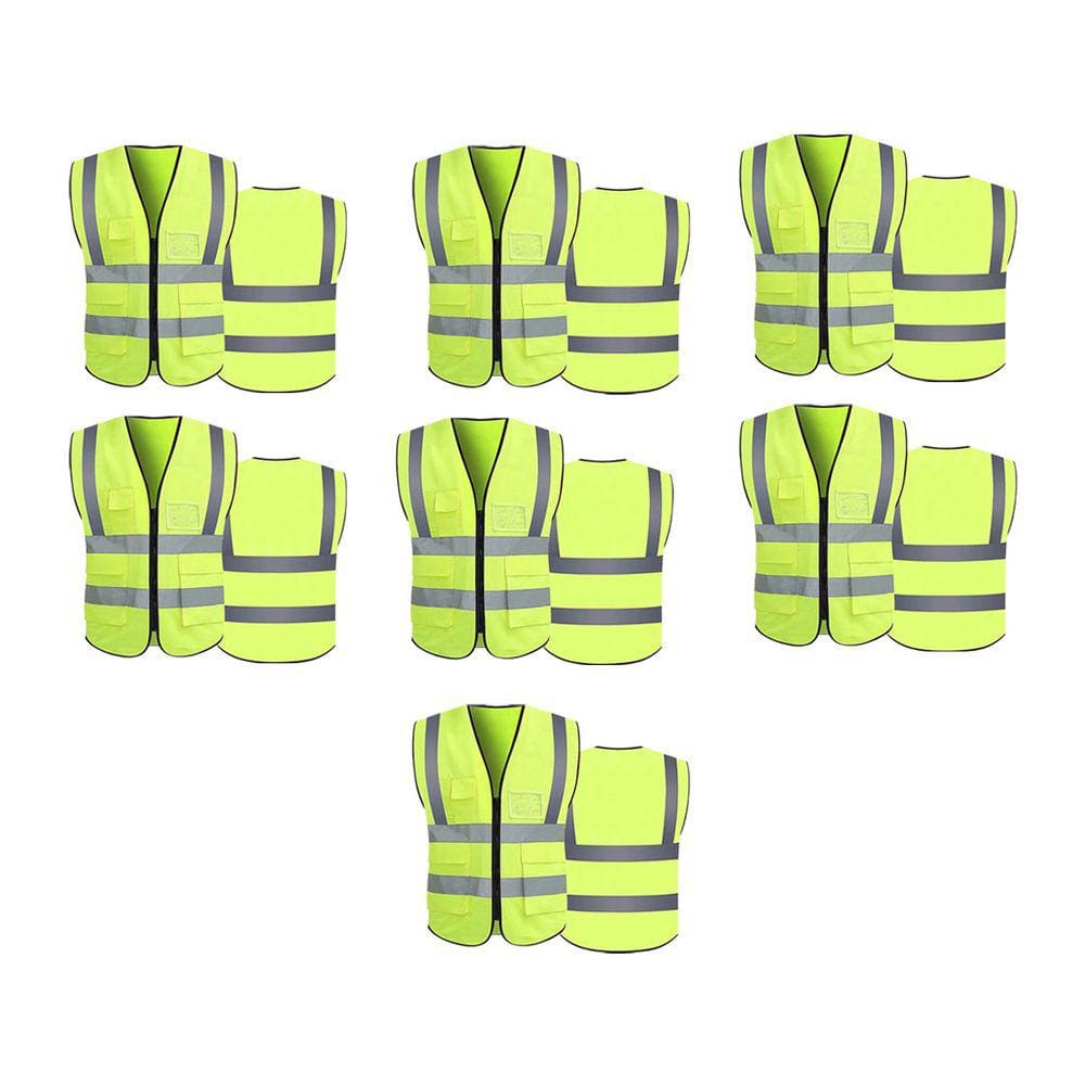 Colete Sinalizador EPI Refletivo Kit 7 Unidades Proteçao Trabalho EPI Blusao Fluorescente Sinalizaçao Segurança