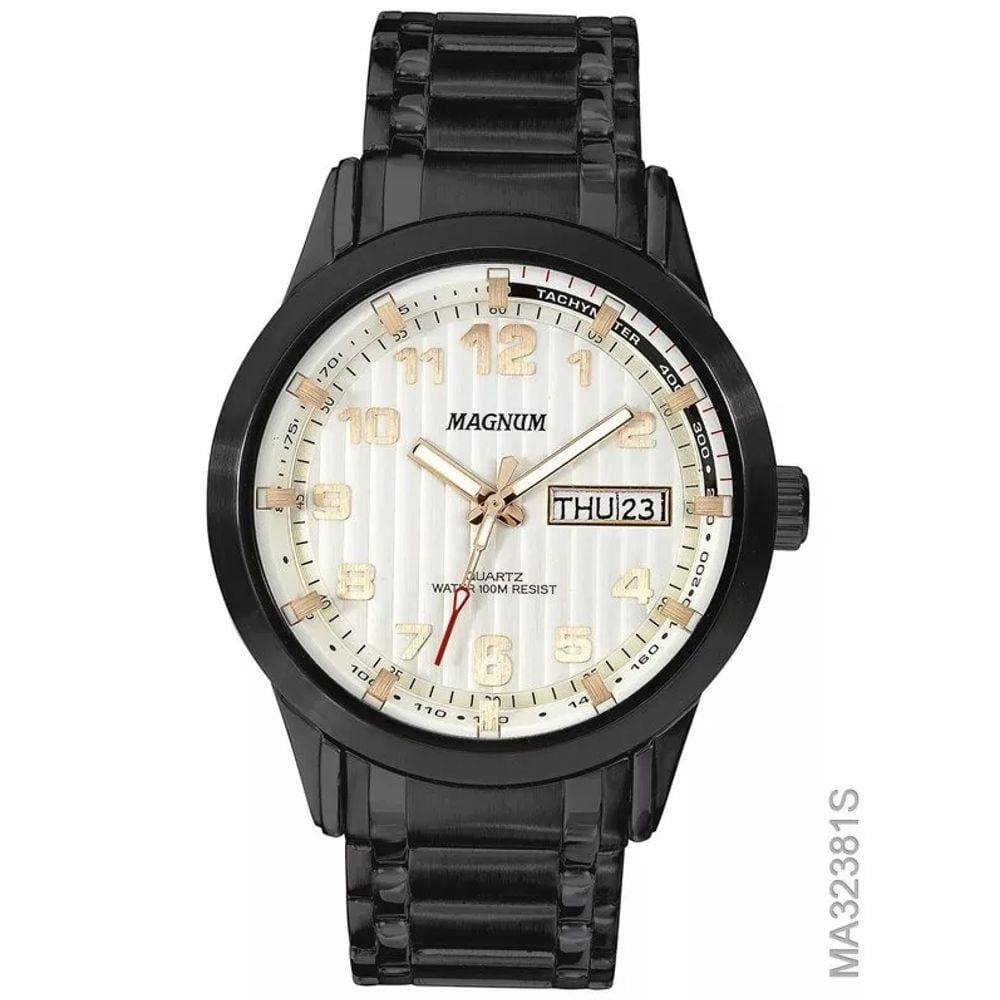 Relógio Magnum Social Masculino MA21919T Pulseira de Couro Preto