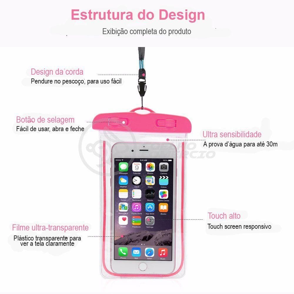 Capa Bolsa A Prova Dágua Impermeável Universal Para Rosa