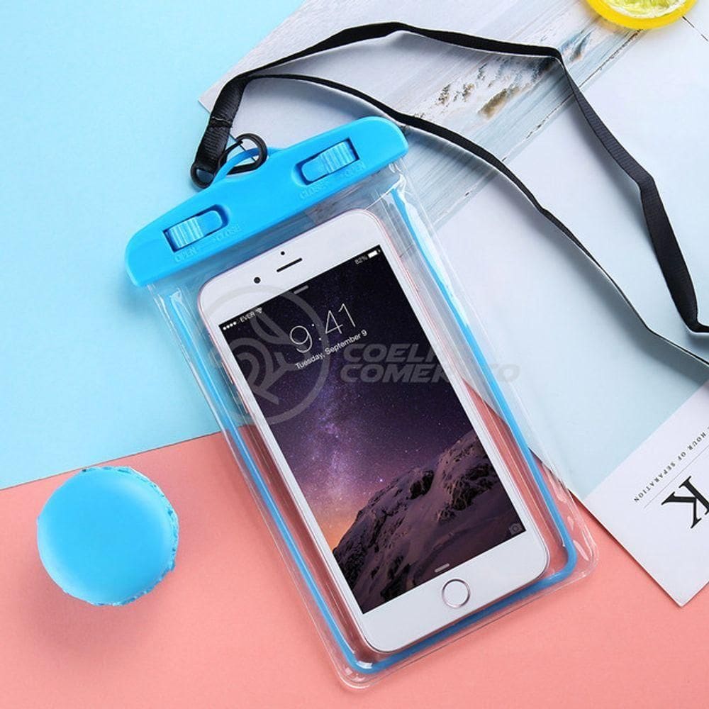 Capa Bolsa A Prova Dágua Impermeável Universal Para Celular - Azul