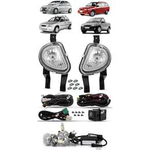 Kit Farol de Milha Neblina Corsa Hatch Wagon Sedan Classic Pick-up Corsa 2000 à 2010 Botão Painel + Kit Lâmpada Super LED 6000K