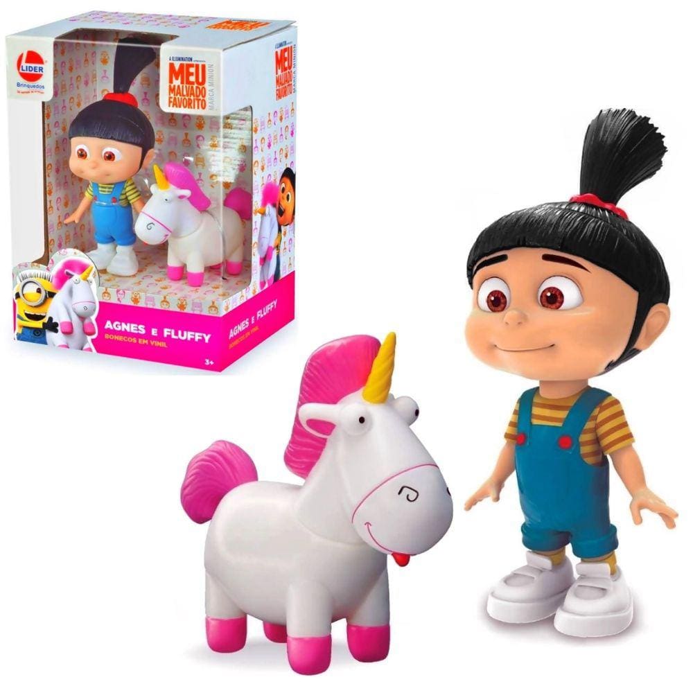 Boneca Infantil Brinquedo Agnes E Fluffy Meu Malvado Favorito 17cm Articulada