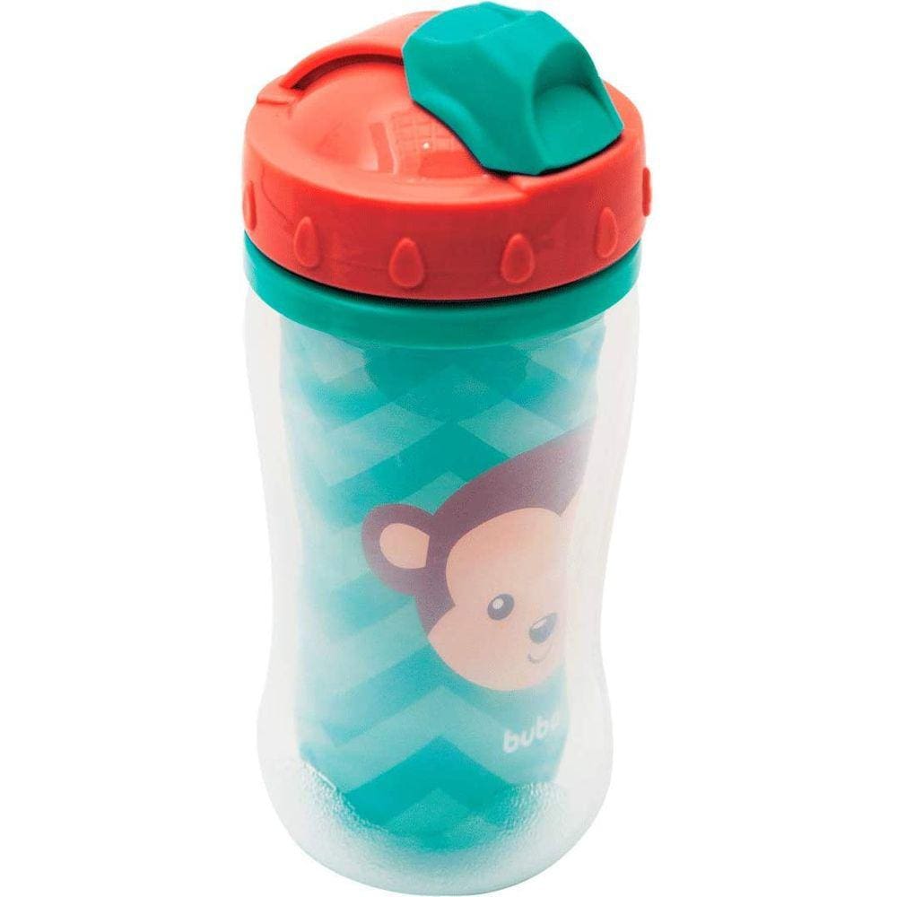Copo Parede Dupla Com Canudo Animal Fun Macaco - Buba
