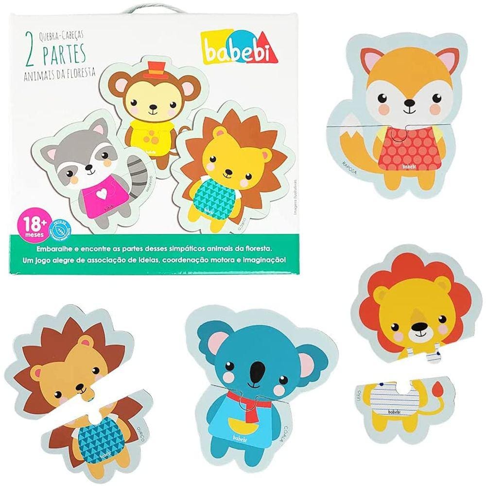 Quebra-Cabeça 2 partes Animais da Floresta - BA BE BI