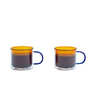 Kit 2 canecas de vidro dueto parede dupla 250ml - Oikos