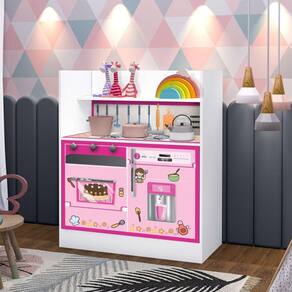 Cozinha Infantil 2 Portas 1 Gaveta Magia Branco/Rosa