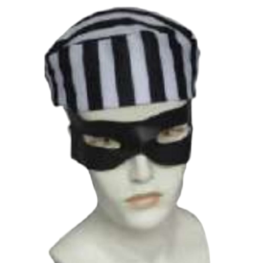 Fantasia Prisioneiro Presidiário Gatuno C/ Quepe e Mascara