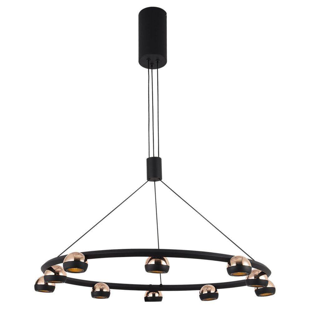 Pendente LED 10X5W 3000K 2400Lm Oto Bella Iluminação Preto