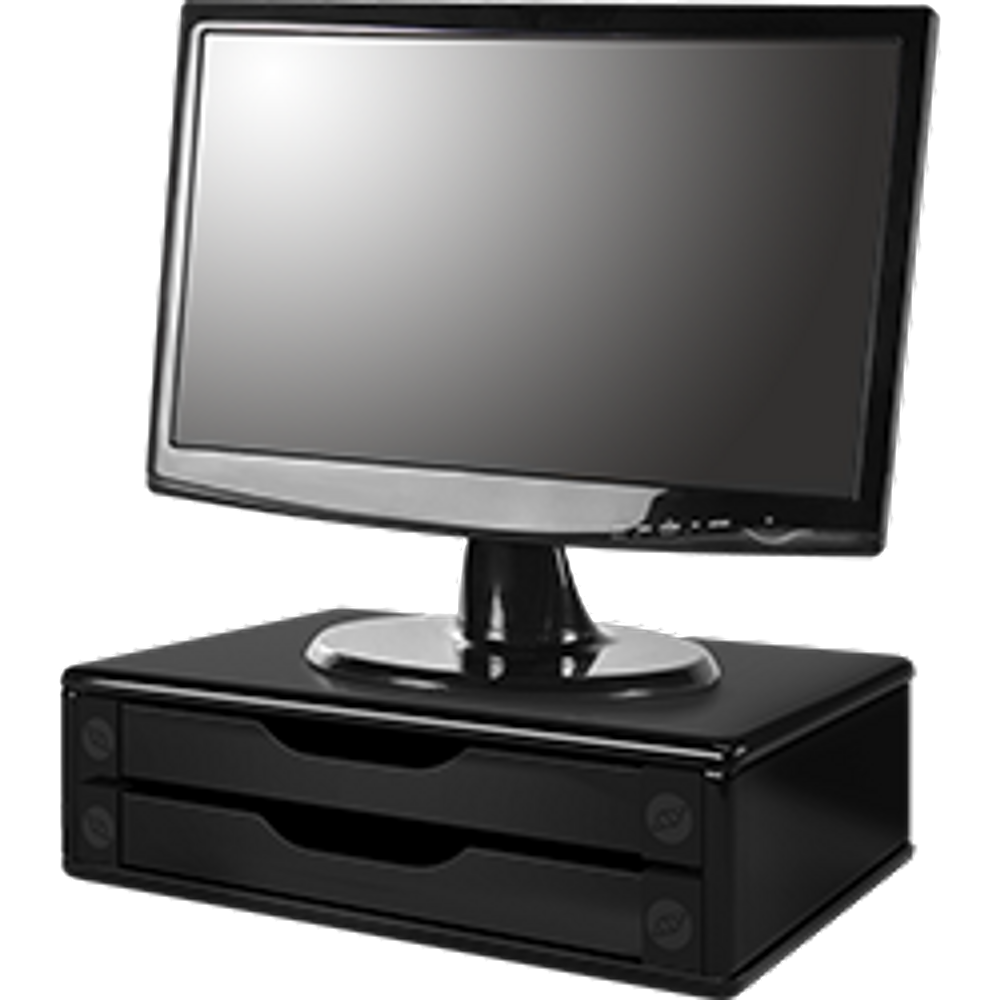 Suporte Monitor Gaveteiro Organizador Escritório 2 Gavetas Madeira MDF Documentos A5, A4 e Oficio
