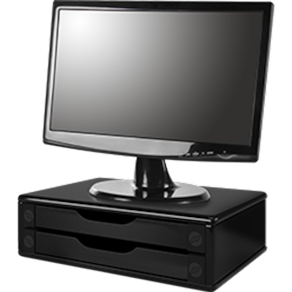 Suporte Monitor Gaveteiro Organizador Escritório 2 Gavetas Madeira MDF Documentos A5, A4 e Oficio
