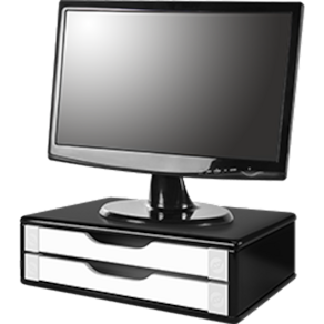 Suporte Monitor Gaveteiro Organizador Escritório 2 Gavetas Madeira MDF Documentos A5, A4 e Oficio