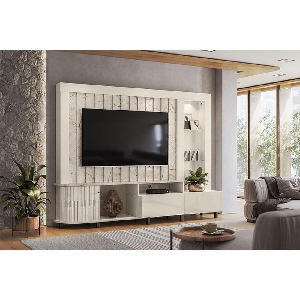 Home Theater Le Mans para TV até 70 polegadas - Calacata/Off White - Madetec