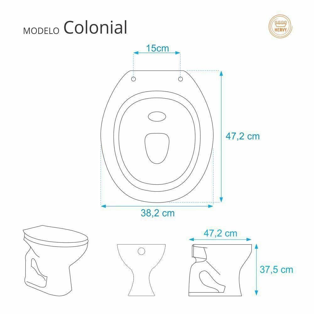 Assento Sanitário Colonial Cinza Para Vaso Hervy